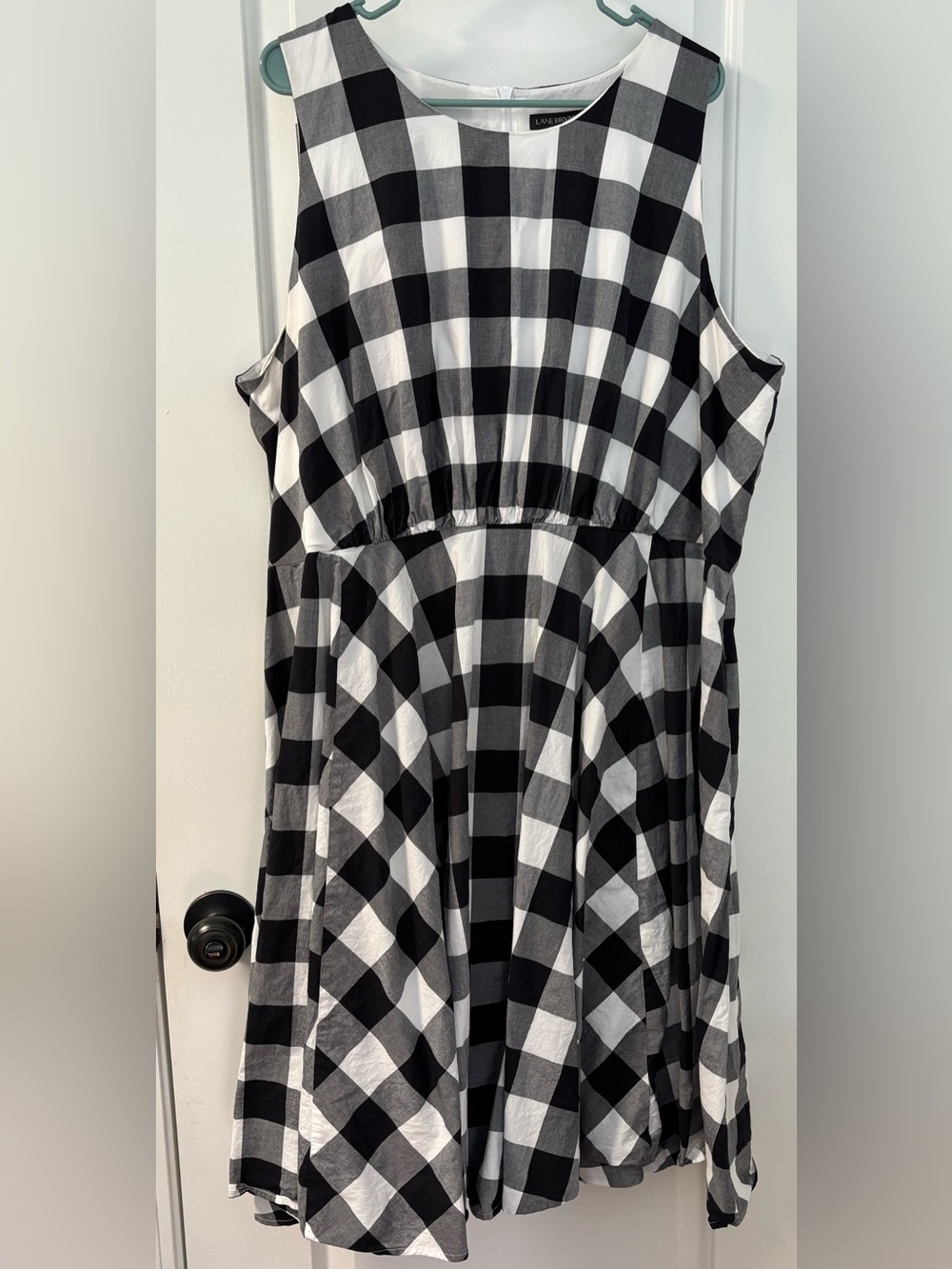 Lane Bryant Black & White Gingham Sleeveless Midi Dress - Size 26